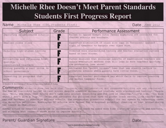 Michelle Rhee report card